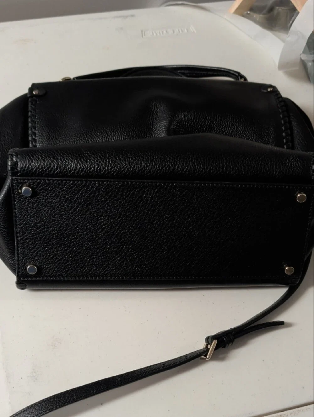 kate spade Black Pebbled Leather Satchel with Gold Hardware